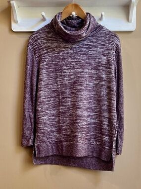 Sonoma Goods For Life Cowl Neck Tunic Sweater Purple Marled Space Dye S